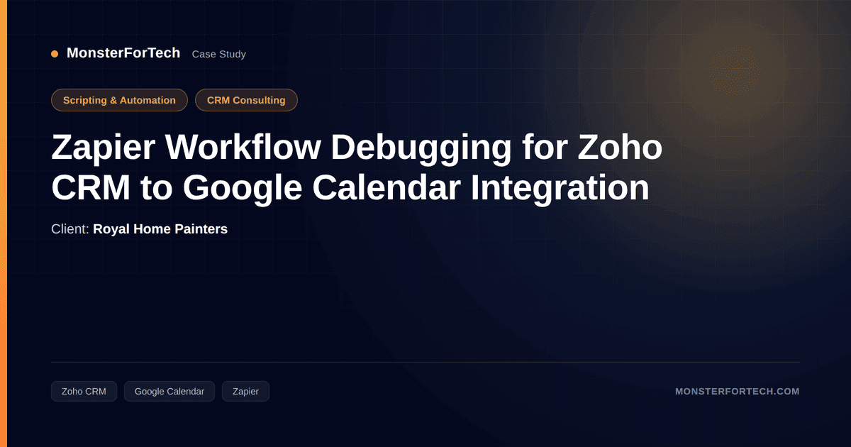 Zapier Workflow Debugging for Zoho CRM to Google Calendar Integration