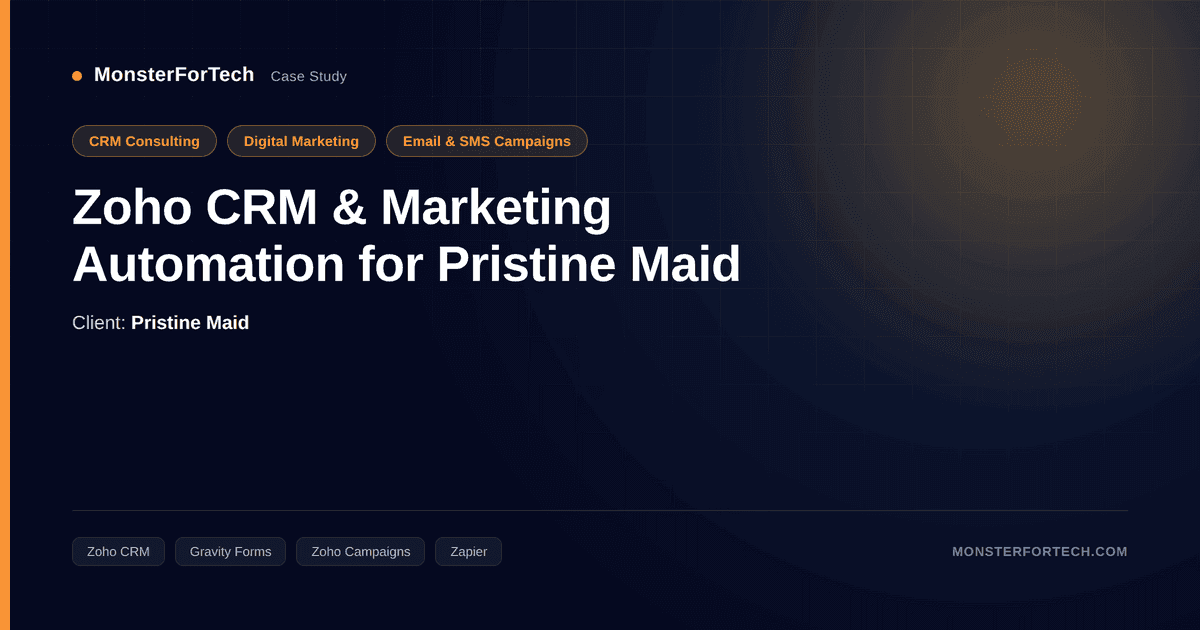 Zoho CRM & Marketing Automation for Pristine Maid